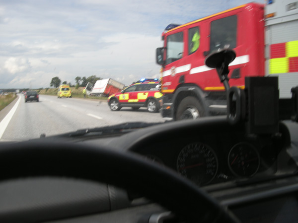 Mindre olycka på motorvägen E 6 vid Löddeköpinge
