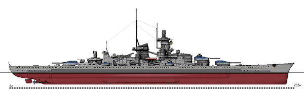 Slagskeppet Gneisenau som det såg 1942 (bild frånn Internet)
